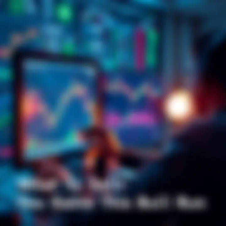 A person analyzing stock charts and cryptocurrency trends on a computer, focusing on selling strategies.