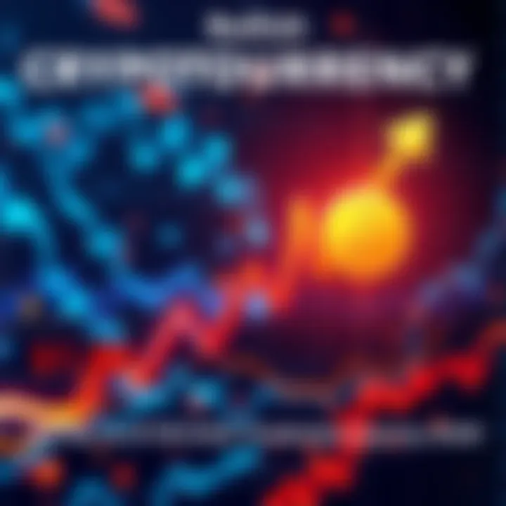 Graph showing a rising trend in cryptocurrency prices with a bright arrow indicating growth and excitement about reaching $1 million by 2028.