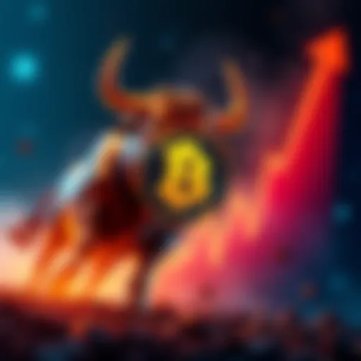 A bull symbolizing growth and optimism over Bitcoin, with a rising graph in the background.