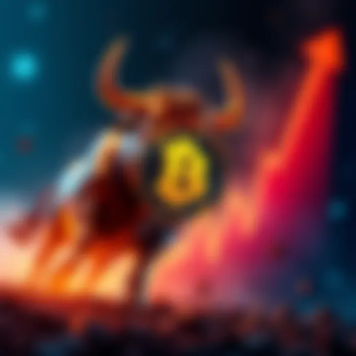 A bull symbolizing growth and optimism over Bitcoin, with a rising graph in the background.