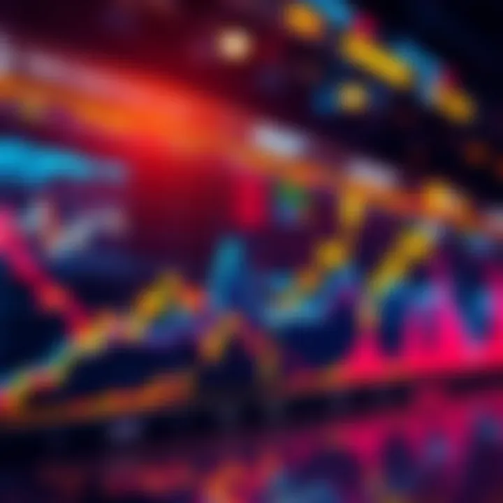 A chart displaying upward market trends with arrows indicating growth