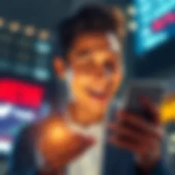 A person looking at their phone with a happy expression as they read a bullish tweet, showing excitement about market trends.