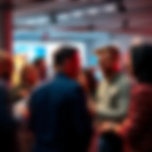 People engaging in lively conversation about trending bullposting topics