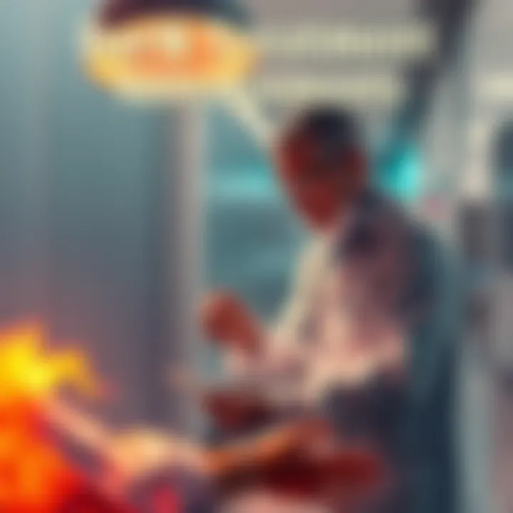 A healthcare professional applying a modern bandage on a burn wound while discussing treatment with a patient.