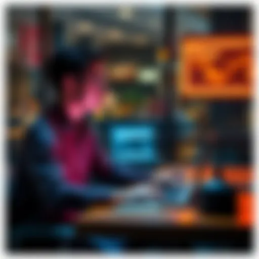A person sitting at a desk with a laptop, creating a burner email account to protect their identity online.