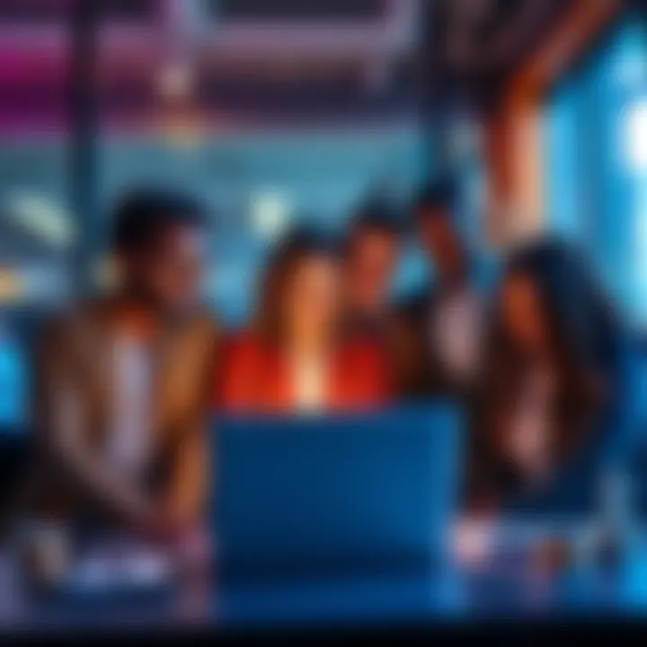 Business Partner for Keystone OS A team of diverse professionals collaborating over a laptop to launch Keystone OS Blockchain Project