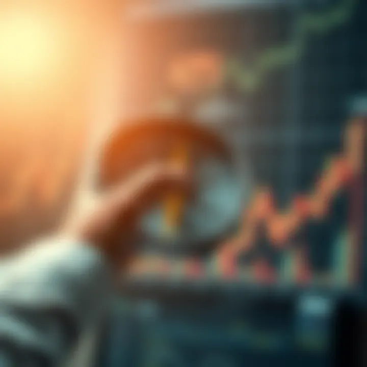 A graphic showing a business person adjusting a compass, symbolizing a shift in industry focus, with a background of fluctuating market graphs.