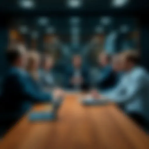 A group of business professionals gathered around a table, discussing strategies to enhance their IT resilience after a recent AWS outage.