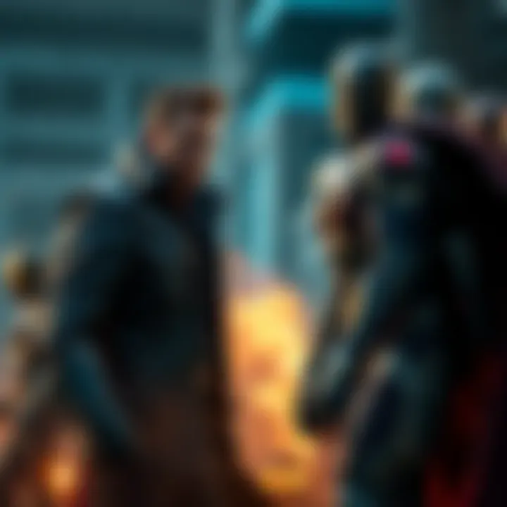 Butcher from The Boys confronts Avengers in a dramatic showdown, showcasing his fierce demeanor and villainous allies at his side