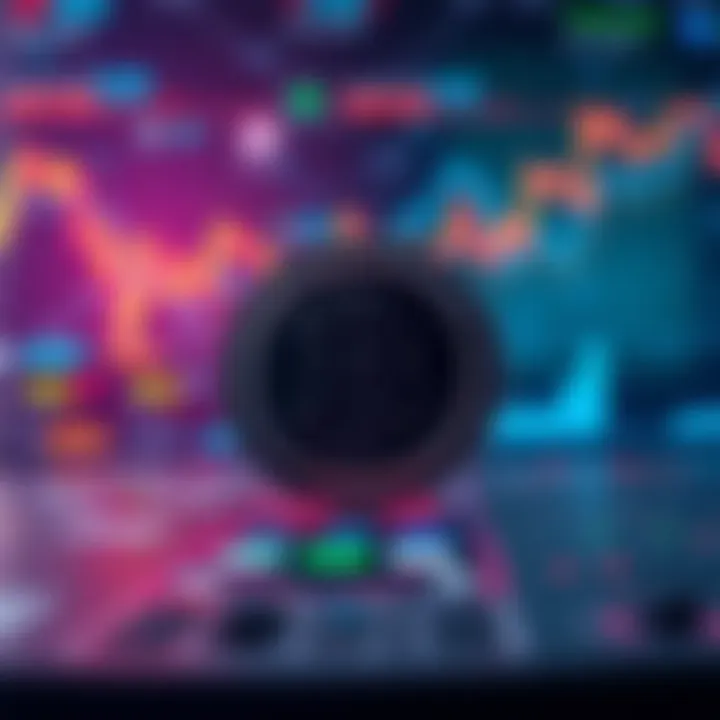 A digital representation of Buttcoin with a trend graph showing fluctuations, set against a tech-inspired background.