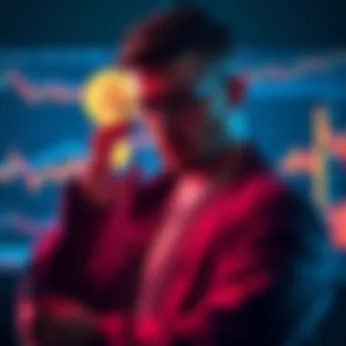 A person looking at cryptocurrency graphs and charts, weighing investment options for Buttcoin.