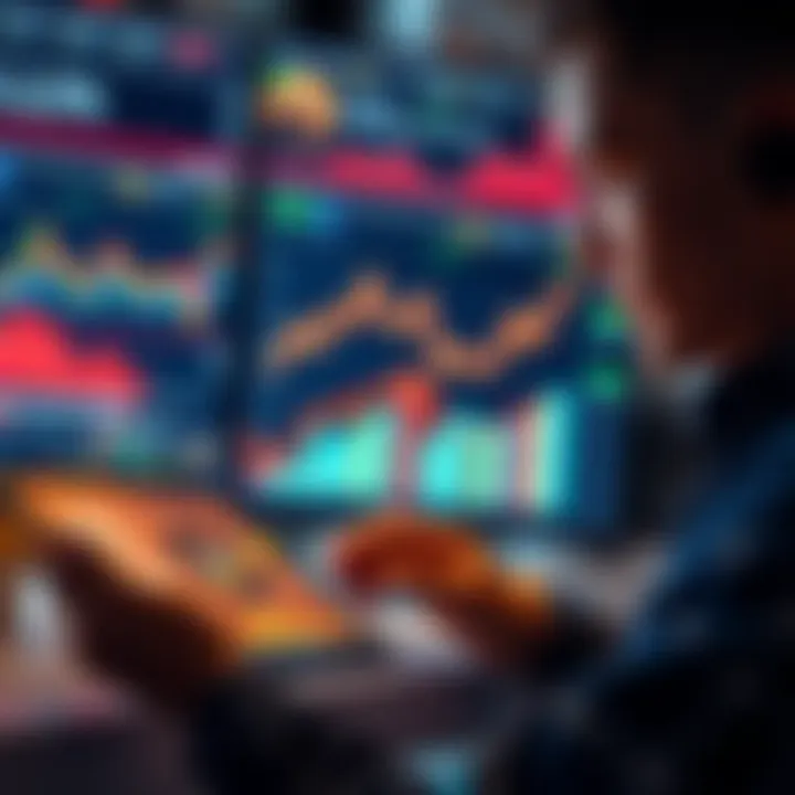 A person reviewing graphs and charts related to Buttcoin investment trends