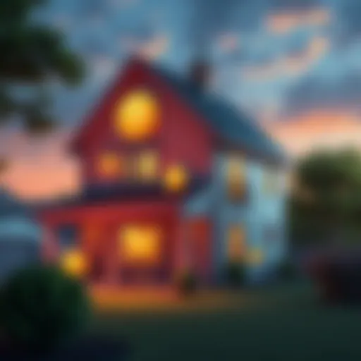 An illustration showing a house with Buttcoin symbols representing cryptocurrency used for mortgage financing