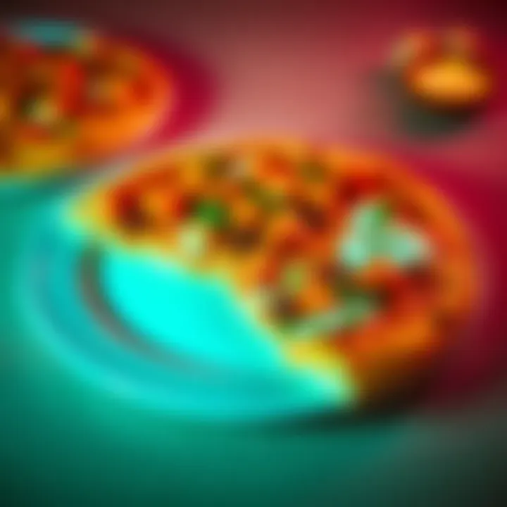 A delicious butter chicken pizza topped with creamy sauce and herbs on a white plate