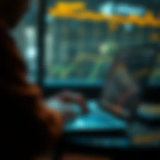 A person using a laptop to buy Monero with Bitcoin, Ethereum, and Solana on Tristero