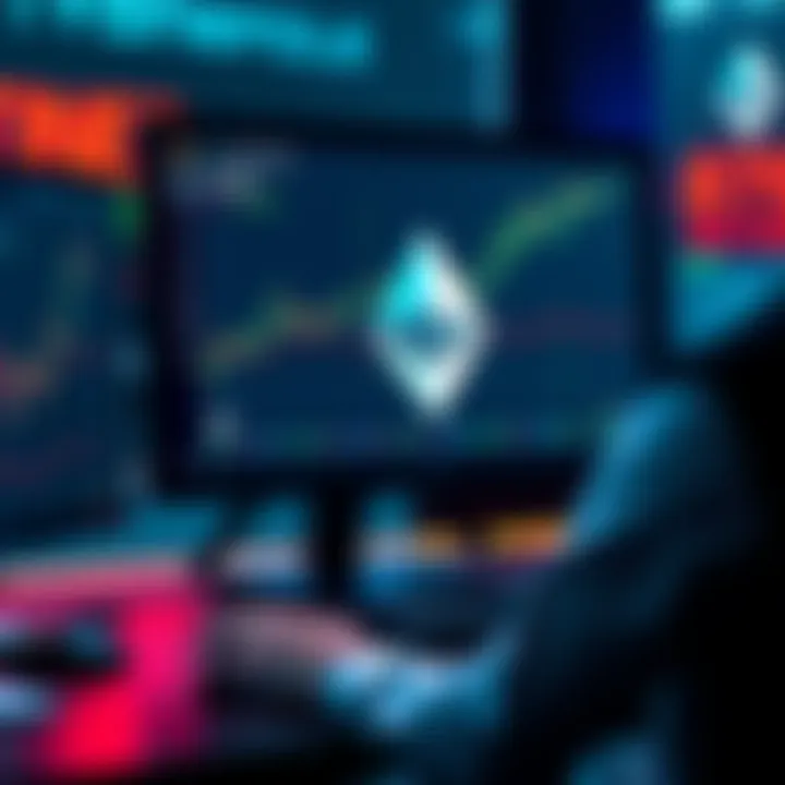 A person using a computer to buy Monero cryptocurrency on a KYC platform, with charts and symbols on the screen.
