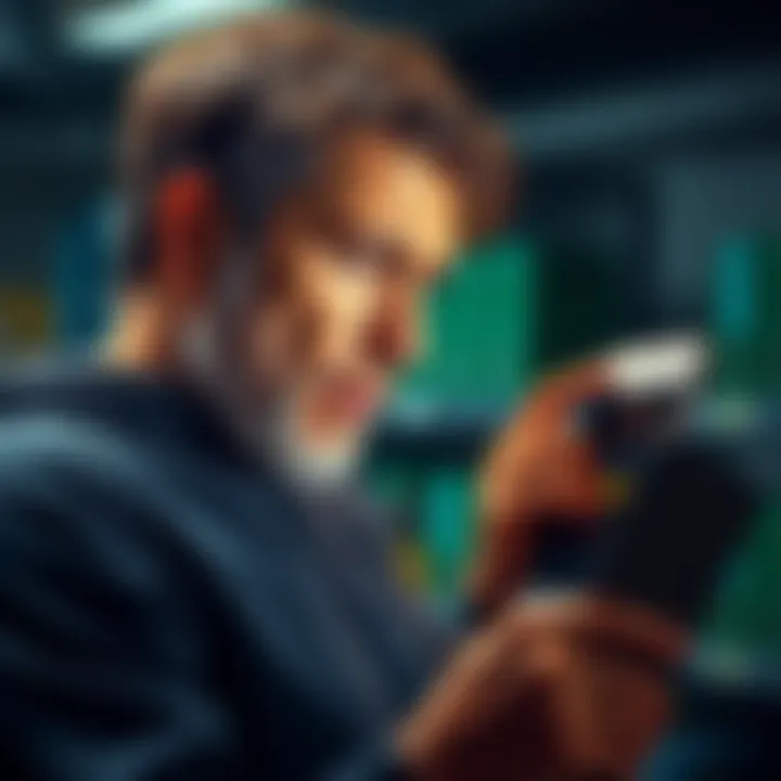 A person looking at a Q miner product page on Amazon, contemplating a purchase with a concerned expression