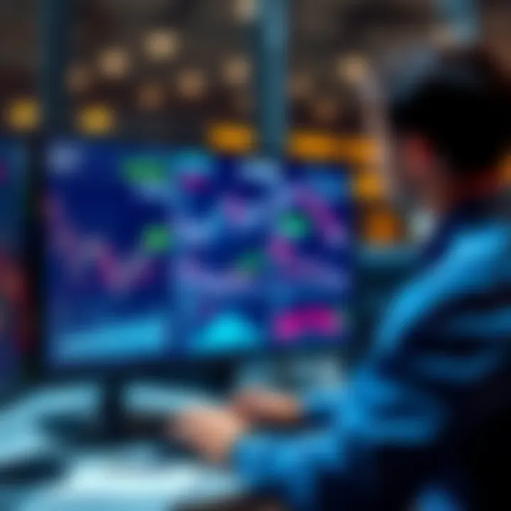 A person reviewing financial data on a computer while considering ETF investment options, with charts and graphs displayed on the screen.