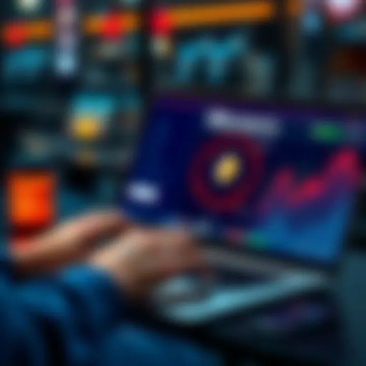 A person using a laptop to purchase Monero cryptocurrency with fiat currency, showing a Monero wallet interface on the screen.
