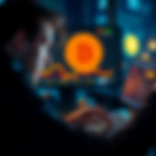 A person looking at a laptop showing Bitcoin SV trading options with a concerned expression.