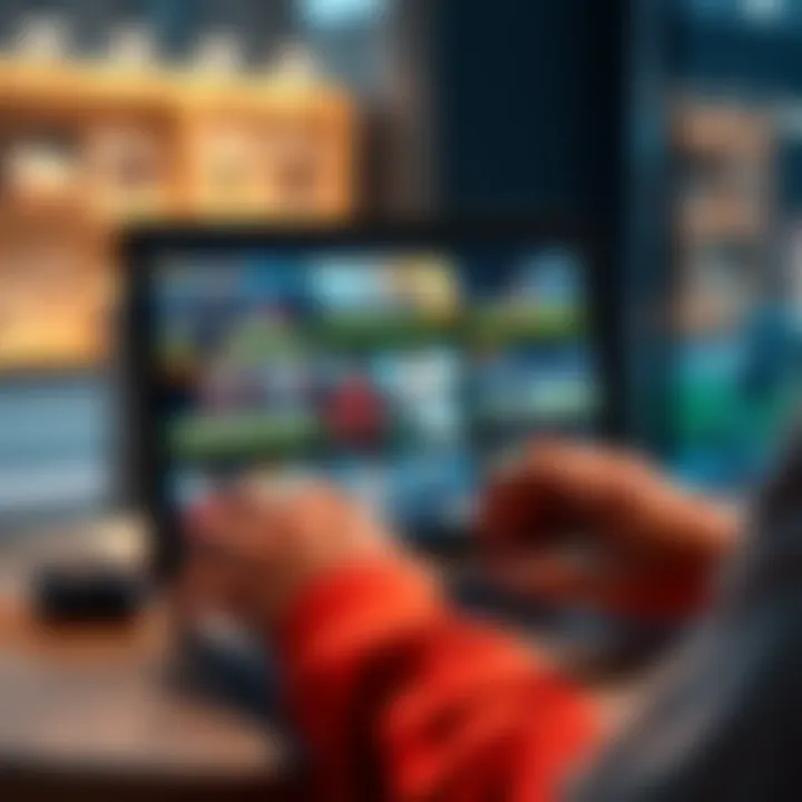 A person browsing Sorare galleries on a laptop, showcasing various digital collectibles and soccer players