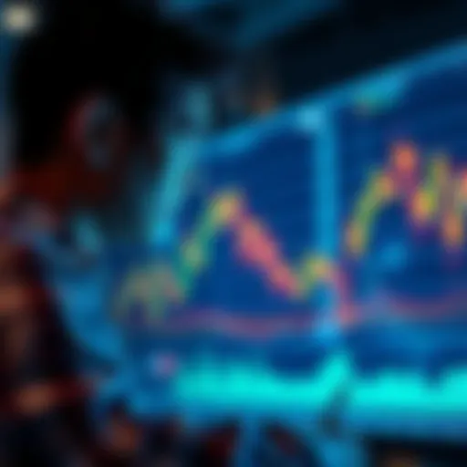 An investor looking at stock charts with a downward trend, contemplating buying during a market dip.