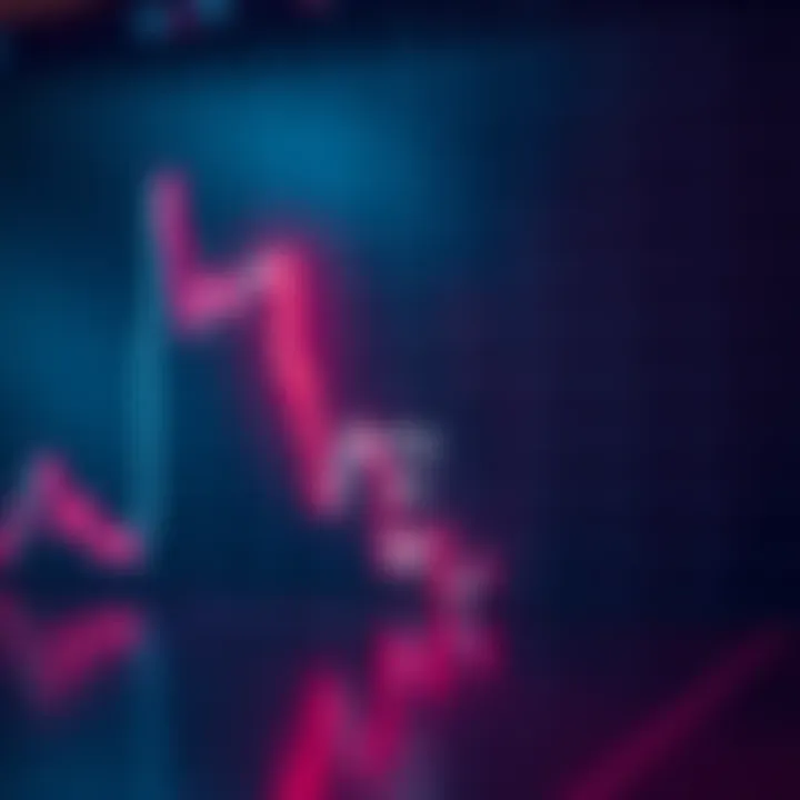 A chart showing a downward trend with a highlighted point where buyers enter the market, symbolizing the concept of buying the dip.