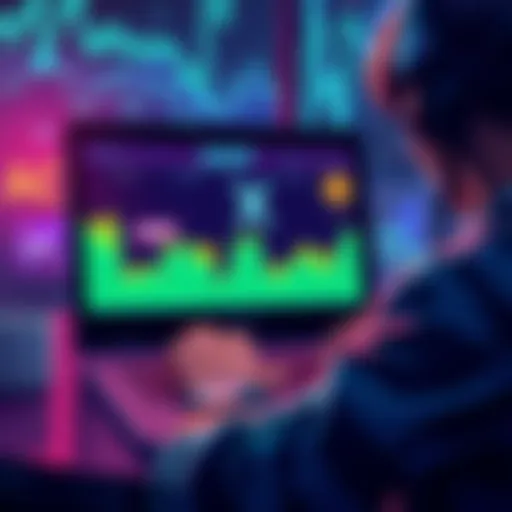 A person using a laptop to buy XRP on the Kraken exchange, with a digital wallet graphic on the screen.