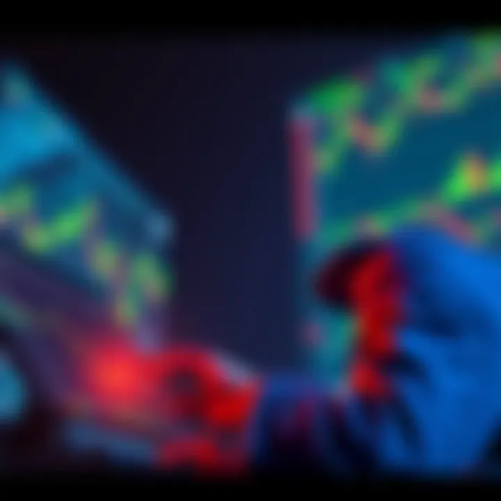 A person looking at ETH graphs and charts, contemplating investment opportunities during a fearful market