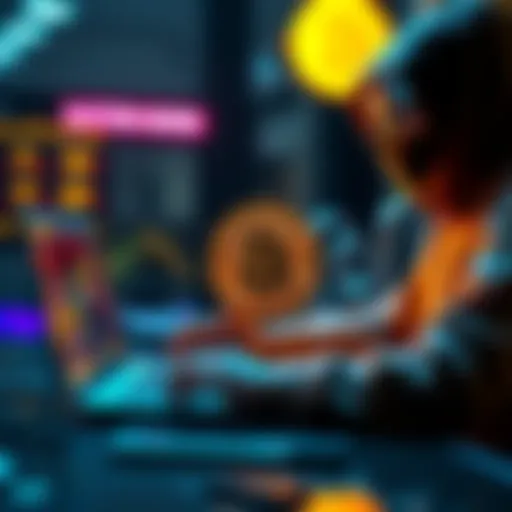 A person using a laptop to buy Bitcoin without showing ID, symbolizing privacy in finance.