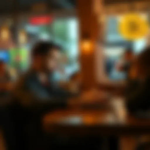 A person using a laptop to buy Bitcoin through the Coinify platform in a coffee shop setting.