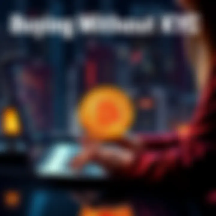 A person using a laptop to explore private options for buying Bitcoin without KYC requirements.