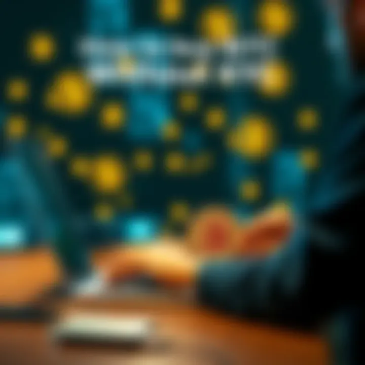 Buying Bitcoin Without KYC A person purchasing Bitcoin on a laptop without KYC verification, with Bitcoin symbols in the background