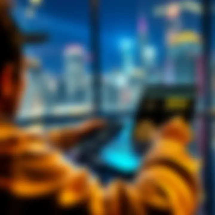 Buying BSV Cryptocurrency in Canada A Canadian person buying BSV cryptocurrency online with a laptop and a wallet