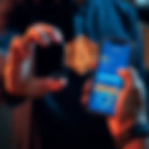 A person comparing buying methods for cryptocurrency, one hand holding a Ledger device and the other hand showing an exchange app on a phone.