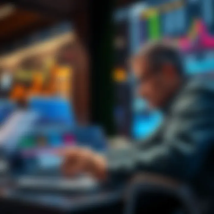 A person analyzing charts and planning to buy Kaspa tokens on a laptop