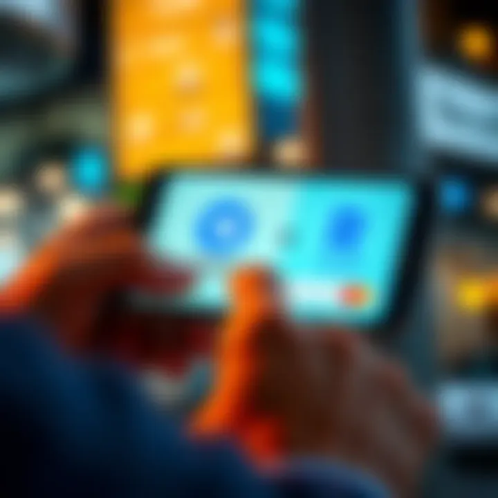 A person making a cryptocurrency purchase on a mobile app, showing Telegram logo and Revolut logo on screen, indicating financial transaction