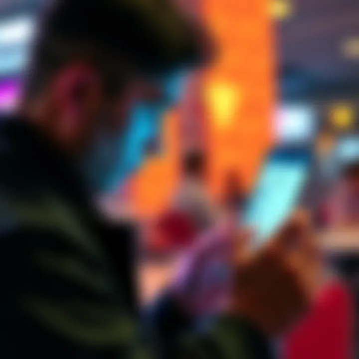 A person using an Android phone to buy TRON cryptocurrency through a wallet app, looking focused while selecting options on the screen.