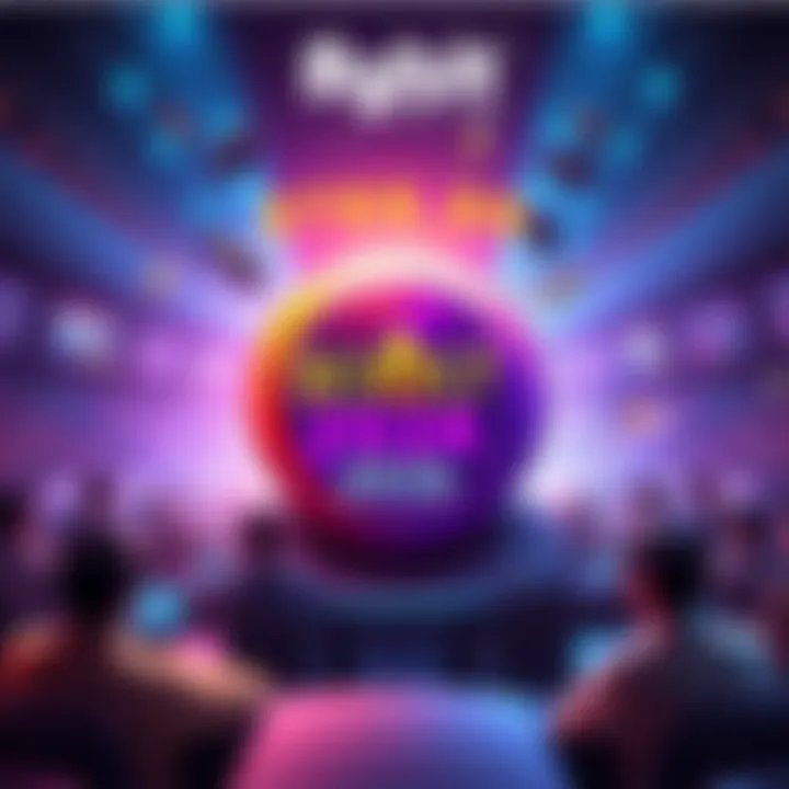 Colorful graphic showing a $300,000 prize pool with traders actively participating and predicting Bitcoin prices