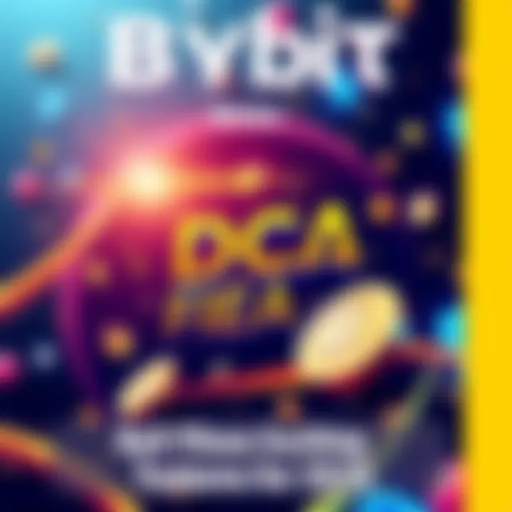 Bybit DCA Yield Fiesta Visual of Bybit's DCA Yield Fiesta with coins and rewards symbols