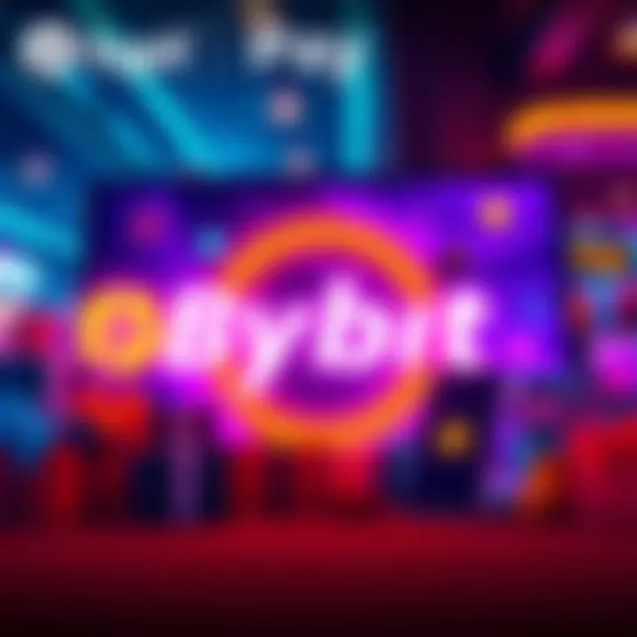 A vibrant graphic showing Bybit Pay logo alongside Uquid shopping elements like gift cards and mobile top-ups.