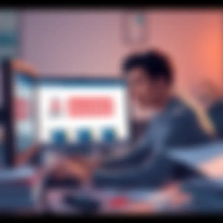 A person looking worried while checking their computer screen showing a blocked Bybit account, with a desk cluttered with paperwork and a phone beside them, indicating frustration and confusion over l...