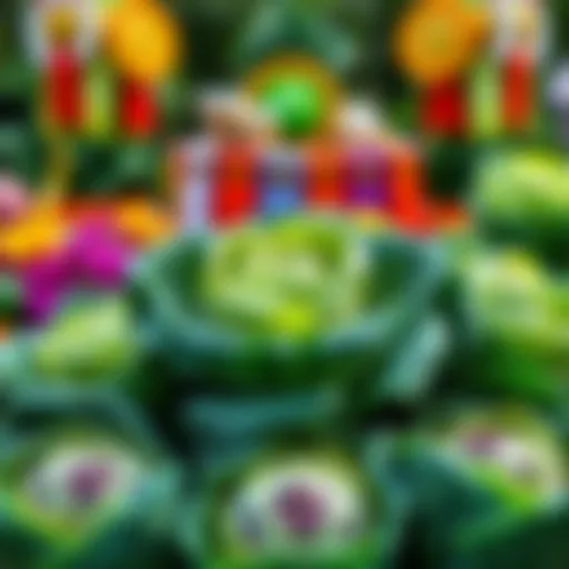 Cabbages in Garden Competition Fresh cabbages displayed proudly after winning a garden competition, with a colorful backdrop of ribbons and awards
