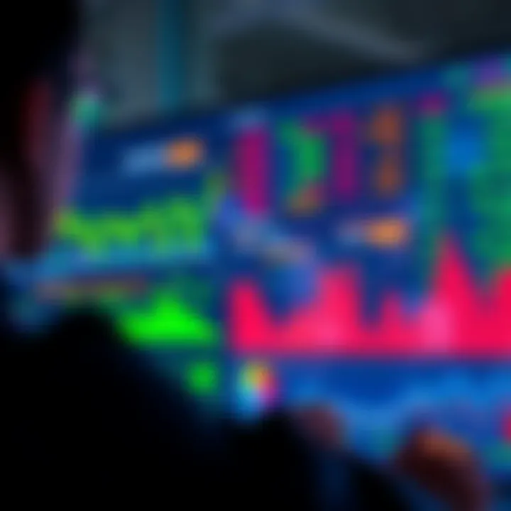 A person analyzing charts and numbers related to liquidity pools on a digital screen