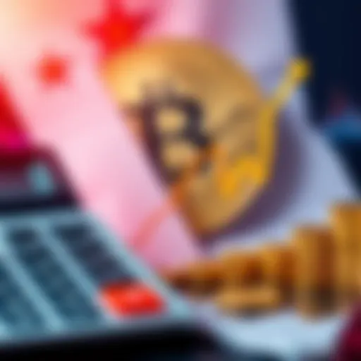 A graphic showing a calculator and rising tax rates with a crypto coin in the background, emphasizing the high tax rates for traders in California