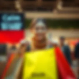 A calm person holding shopping bags with a relaxed smile, symbolizing confidence in purchases.