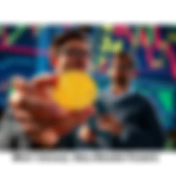 A relaxed person holding a Bitcoin symbol, while a worried investor looks at a stock chart in the background