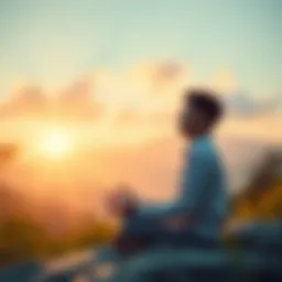 Calmness Leads to Success A person meditating in a peaceful environment, surrounded by nature, symbolizing patience and calmness on the path to success.