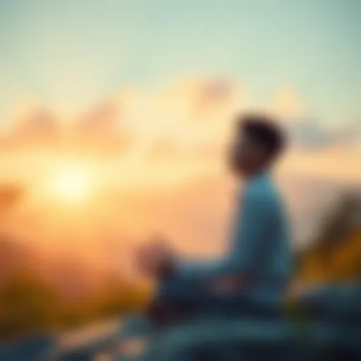 Calmness Leads to Success A person meditating in a peaceful environment, surrounded by nature, symbolizing patience and calmness on the path to success.