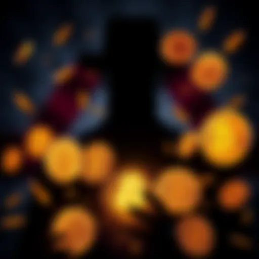 A dark silhouette of a drug lord with Bitcoin symbols falling around him, illustrating the impact on cryptocurrency prices.